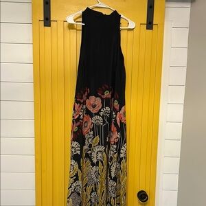 Anthropologie Black Floral Maxi Dress